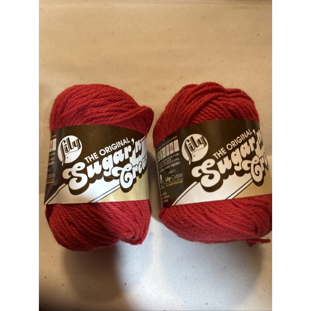 Lily Sugar 'N Cream Cotton Two Red 2.5oz Each New